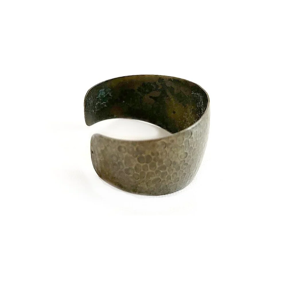 vintage | handcrafted wide band copper textured hammered boho cuff bracelet